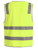 A bright yellow safety vest featuring grey shoulder reflective tapes, designed for visibility and safety.