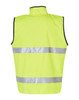 A Hi-Vis yellow reversible safety vest featuring 3M reflective tape, designed for safety wear.