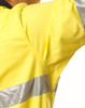 A yellow cotton drill shirt with 3M reflective tape details, featuring a logo on the fabric.