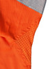 An orange work shirt featuring grey mesh panels, designed for safety in a work environment.