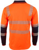 An orange long-sleeve safety polo shirt with reflective strips and a branded logo on the front.