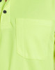 A vibrant yellow-green short-sleeve polo shirt featuring a pocket and a subtle textured design. It has a logo.