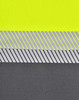 A close-up of a unisex Cooldry segmented safety polo featuring high-visibility yellow and grey striped fabric.