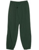 Green kids' warm-up pants featuring an elasticated waistband and a drawstring, with side pockets and fitted cuffs.