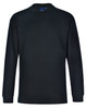 A long-sleeve crew neck t-shirt in black, featuring a logo tag at the neckline.