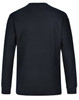 A long-sleeve men's cotton crew neck tee in black, featuring a plain back with a logo.