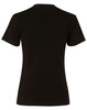 A black ladies' V-neck short sleeve T-shirt with a simple design and no visible branding.