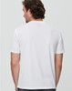 A men's short sleeve tee in white, featuring a simple design and a logo on the back.