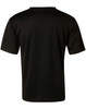 A black short sleeve tee with a smooth finish, featuring a branding logo on the back.