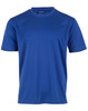 A blue short sleeve tee made from cooldry fabric, featuring a logo on the inside label.