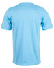 A light blue men's semi-fitted cotton t-shirt with a plain back and short sleeves. It features a branding logo.