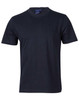 A black semi-fitted cotton tee for kids, featuring short sleeves and a crew neck. It includes a logo on the label.
