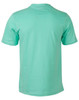 A mint green kid's cotton semi-fitted tee featuring short sleeves and a round neckline. The back view is displayed.