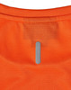 An orange ladies’ lightweight performance T-shirt featuring a logo on the back. 