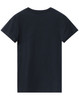 A plain black men's premium cotton tee with short sleeves and a crew neckline. Features a logo on the back.