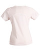 A ladies' tee shirt in white with a mesh back design and short sleeves, featuring a logo.