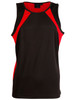 A black and red men's sprint singlet featuring a contrasting design and a logo on the chest.