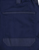 Navy blue unisex utility stretch cargo work shorts featuring a large rear pocket and a logo.