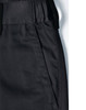 Unisex black utility stretch cargo work pants featuring an elastic waistband and side pockets. Includes branding.