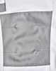 A close-up of unisex utility stretch cargo work pants in white with a grey patch pocket. The pants have a logo detail.