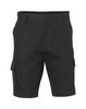 Men's heavy cotton pre-shrunk drill shorts in black, featuring cargo pockets and a branded label.