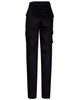 Black long fit work pants with multiple pockets and a logo at the waistband. Rear view displayed.