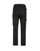 Black unisex cotton stretch ripstop work pants with multiple cargo pockets and a fitted waist.
