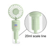 A green neck spray fan with a transparent reservoir and a visible 20ml scale line. It features a brand logo.