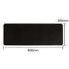 A rubber desk mat in black, measuring 800mm by 300mm, featuring a logo on its surface.