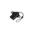 A black USB 3.0 to USB C Lightning OTG adapter with a small attachment loop.