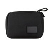 A black eco accessory pouch with a zip closure and a small branding patch. Suitable for toiletries and accessories.