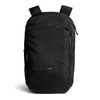 A sleek black backpack featuring adjustable straps and zippered compartments, with a subtle logo on the front.