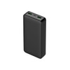 A black 20000mAh power bank with two USB ports and a USB-C port, featuring a sleek, minimalist design.