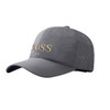 A grey cap with perforated sides and a logo on the front.