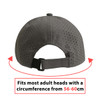A grey perforated cap with an adjustable strap at the back, designed for adult head sizes 56-60 cm.