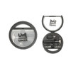 A circular black tool kit featuring various tools including pliers and multiple screwdriver heads, with a branded lid.