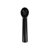 A black ice cream scoop with a deep bowl and a long handle, featuring a simple design.