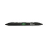 A magnetic torpedo level in black with a green bubble and a logo.