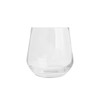 A wine glass made of clear glass with a tapered design and a sturdy base. It has a glossy finish.