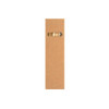 A brown cardboard box with a transparent window revealing wooden items inside. The box has a simple design and a logo.