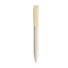 A wheat straw click pen in white with a gold clip, featuring a simple and sleek design, has a logo.