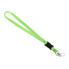 A bright green lanyard with a clip and buckle, designed to hold a flash drive.