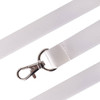 A white nylon lanyard with a silver metal clip. The material features a textured finish and is flat.