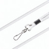 A white poly rope lanyard with a silver clip attachment. Features two strands for added durability.