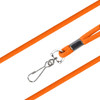 An orange poly rope lanyard with a metal clip for attachment, featuring a sleek design and durable materials.