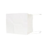 A flat handle kraft paper bag in white, featuring sturdy handles and a rectangular shape.