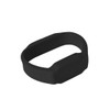A black silicone wristband featuring a flash drive compartment, designed for easy portability and storage.