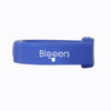 A blue silicone watch flash drive with a logo displayed on the side.