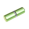 A green lip balm-shaped flash drive with a chrome band in the centre. It has a sleek, metallic finish.