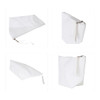 A white washable kraft paper cosmetic bag with a zip closure and a subtle logo detail. Various angles shown.